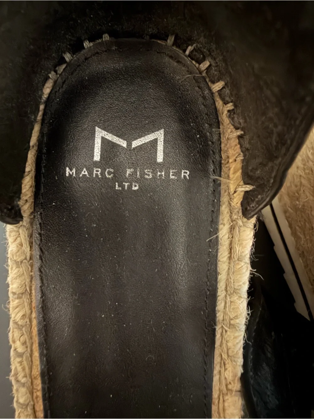 Marc Fisher Black Espadrille Platform Sandals with Buckle Ankle Strap